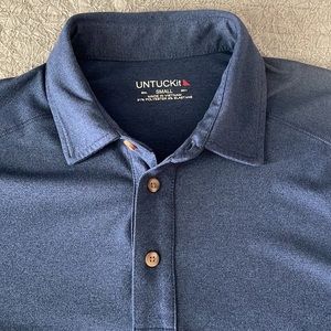 Untuckit Mens Small Performance Navy Polo